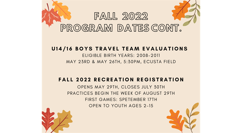 TYSA's Fall 2022 season is coming!